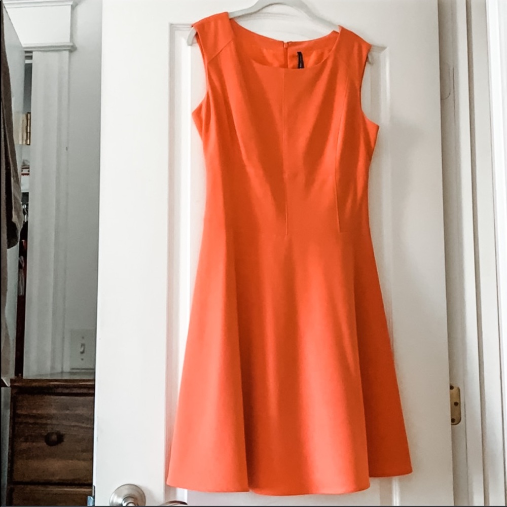 Andrew Marc New York Coral Sheath Dress Size 6 Career Cocktail Midi